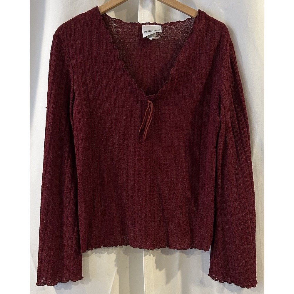 Fashion‎ Bug Women's Red Long Sleeve Vintage y2K Blouse SZ XL